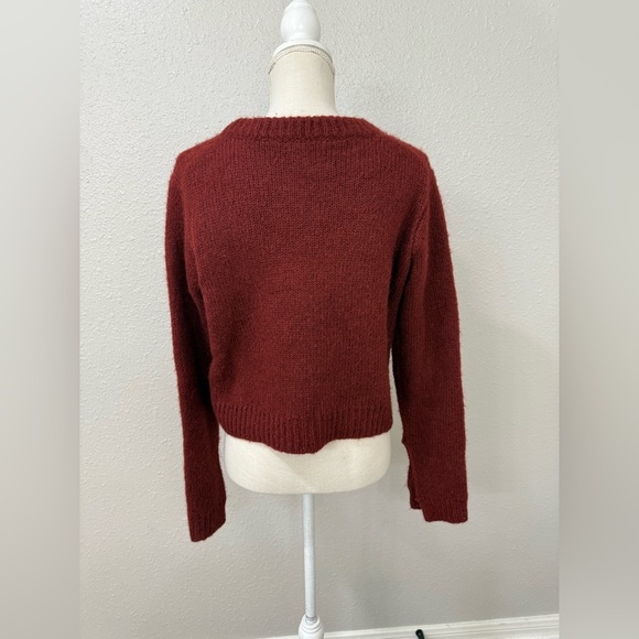 Cinq a Sept Womens Causal Fluffy Knits Sweater Cozy Red Crop Small Designer - Picture 5 of 9
